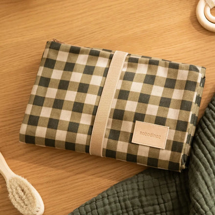 *  Nobodinoz Waterproof Changing Pad 68x50cm | Green Checks
