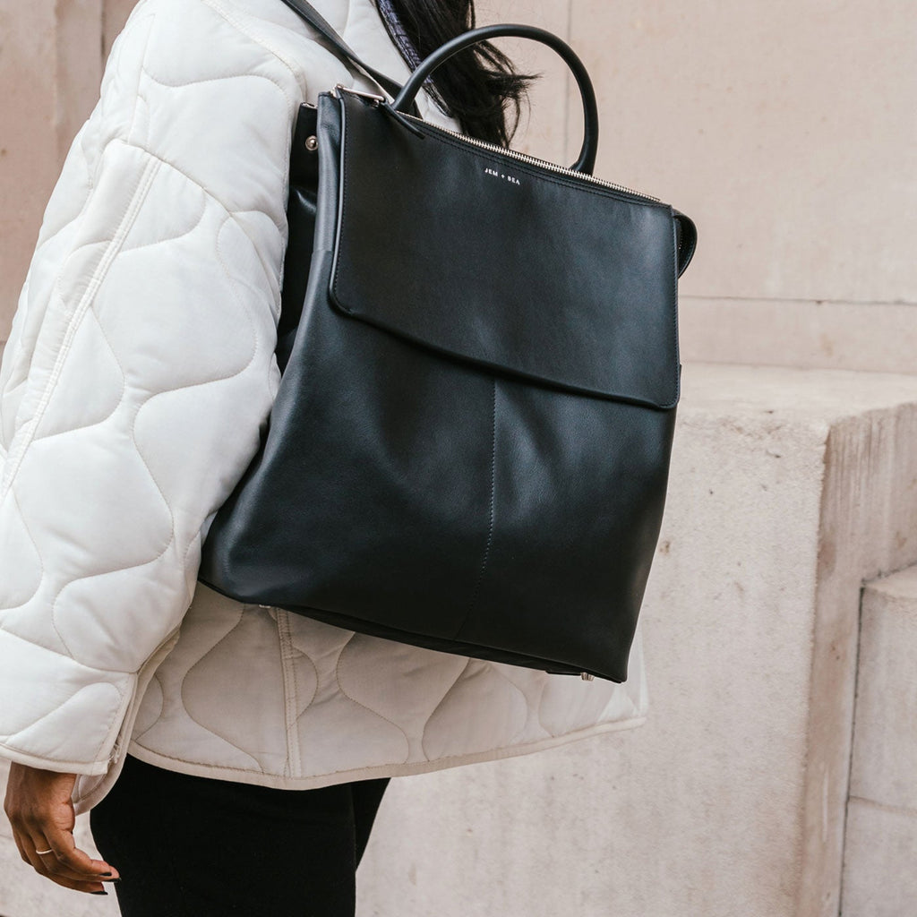Jem + Bea Jemima Luiertas | Ada Backpack Black Leather*