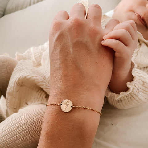 Hanne Detail Gepersonaliseerde Armband | Adult Circle Birthflower