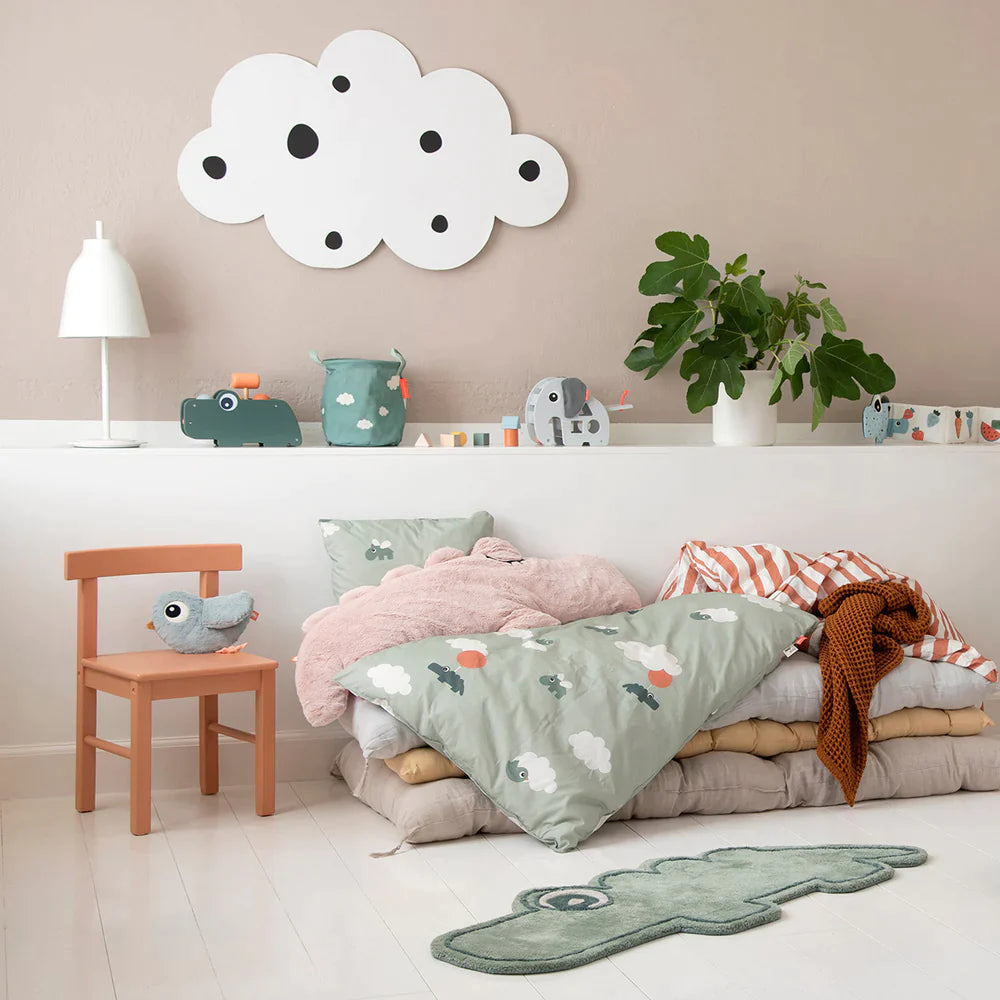 Done By Deer Bedset 100x140cm | Happy Clouds Green
