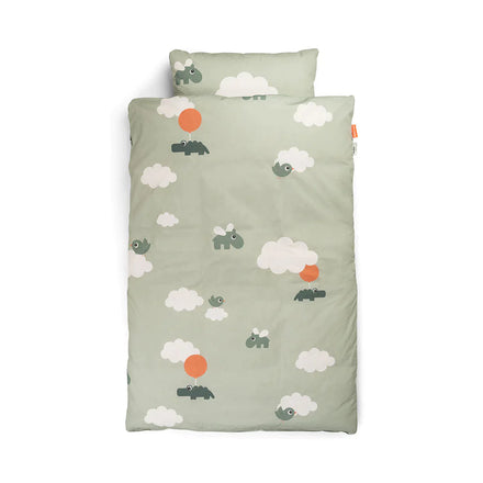 Done By Deer Bedset 100x140cm | Happy Clouds Green