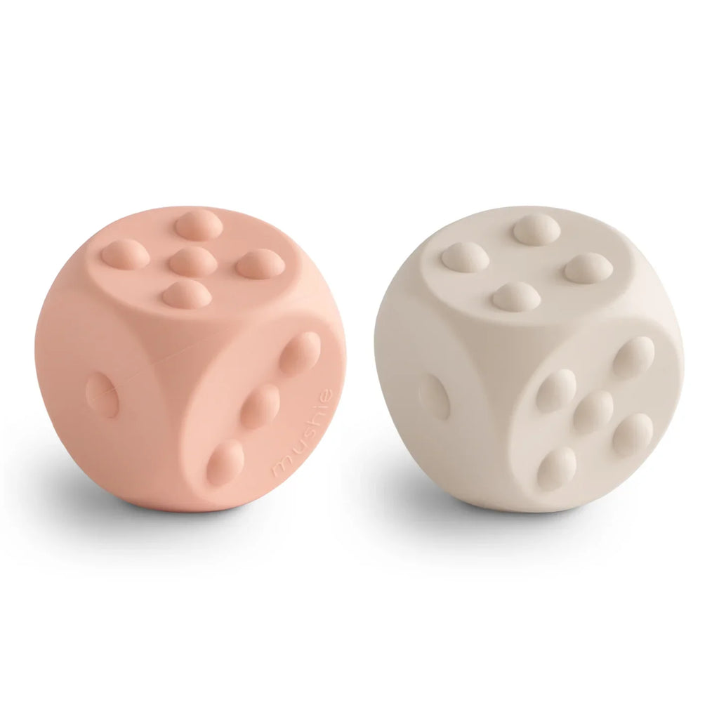 Mushie Bijtspeeltje Dice Press Toy | Blush / Shifting sands*