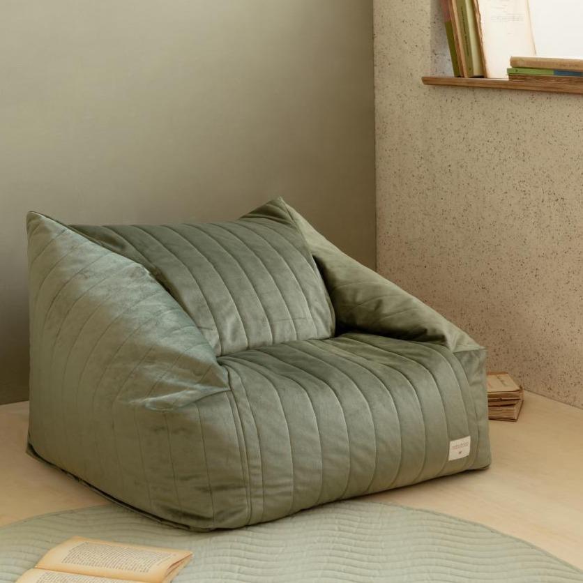 *  Nobodinoz Chelsea Velvet Beanbag | Olive Green