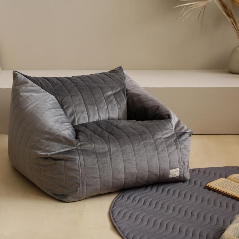 *  Nobodinoz Chelsea Velvet Beanbag | Slate Grey