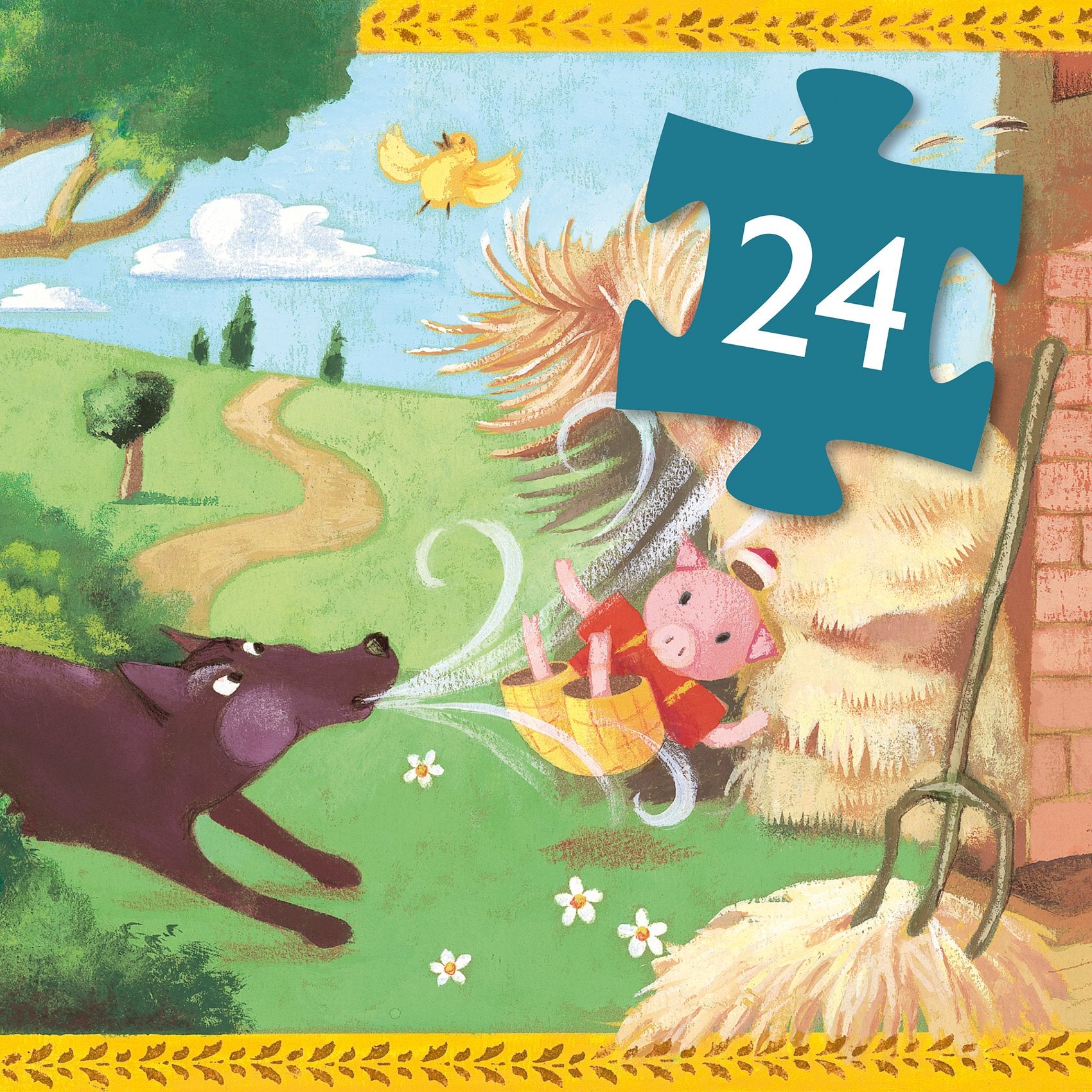 Djeco Silhouette Puzzel 24 stukken | 3 Kleine Biggetjes *