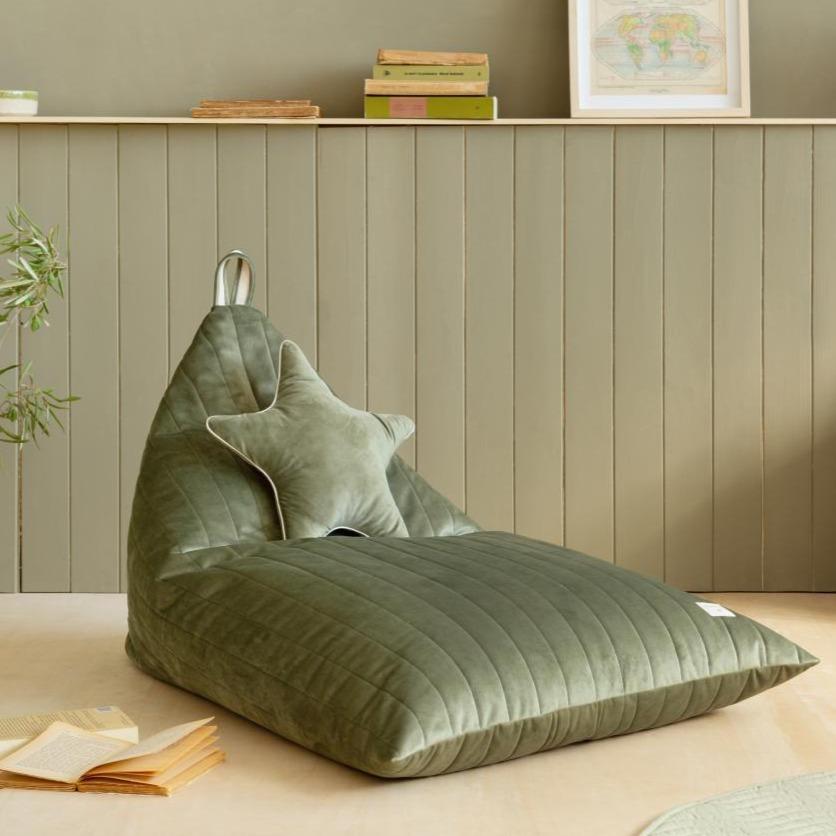 *  Nobodinoz Pouffe XL Zitzak Essaouira I Olive Green