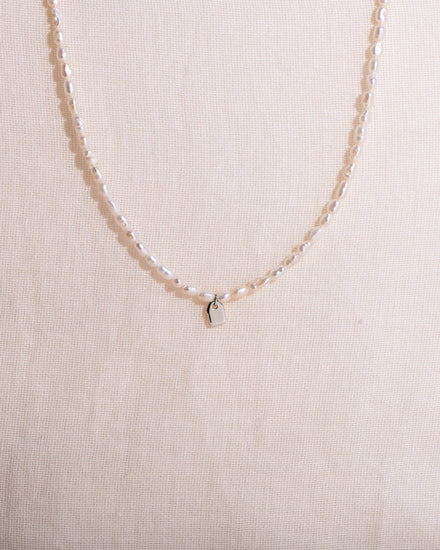 Galore Gepersonaliseerde Ketting Pearl & Tag | Zilver Baby