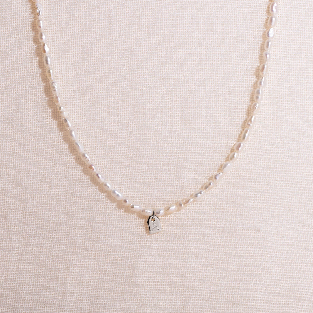 Galore Gepersonaliseerde Ketting Pearl & Tag | Zilver Baby