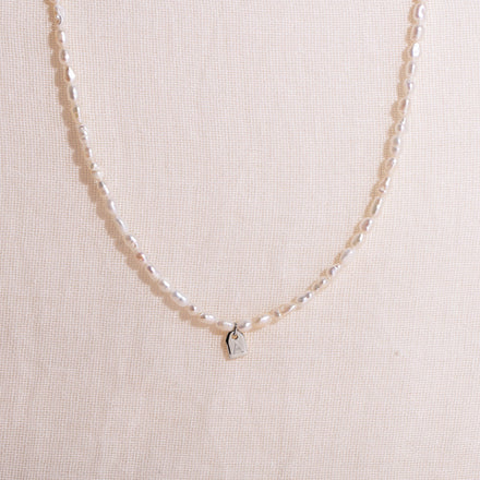 Galore Gepersonaliseerde Ketting Pearl & Tag | Zilver Baby