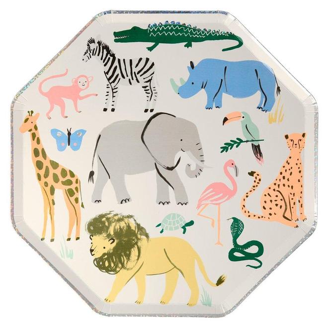 Meri Meri set 8 kartonnen bordjes | Safari Animals*