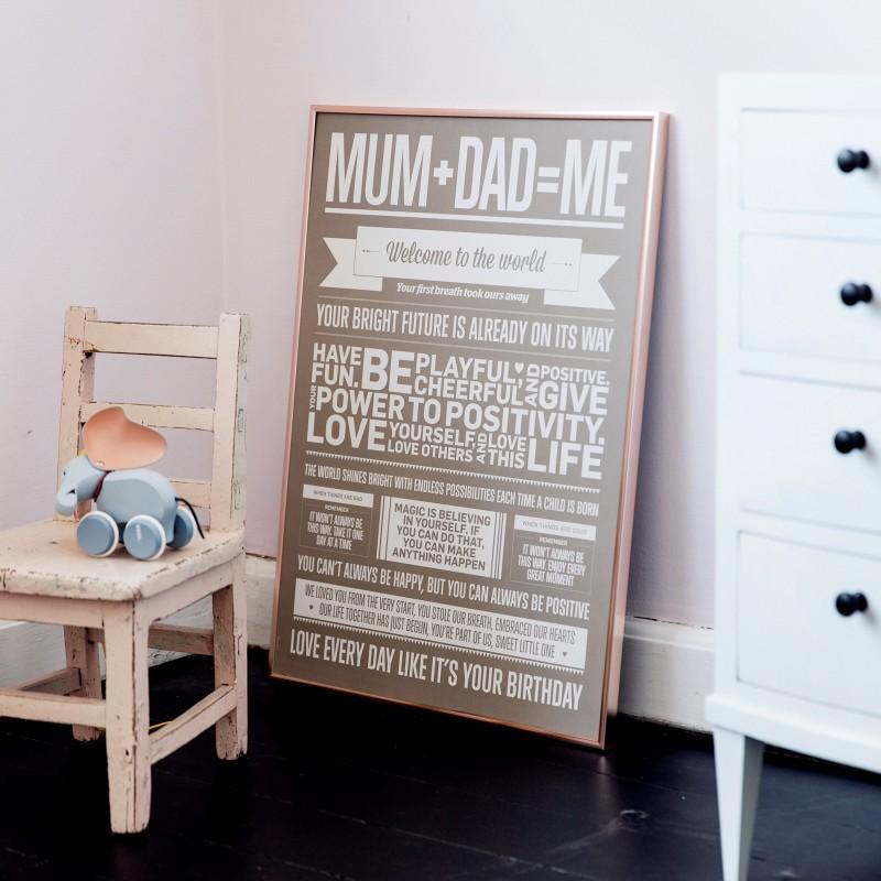 I love my type poster 50x70cm - Mum+Dad=Me   *