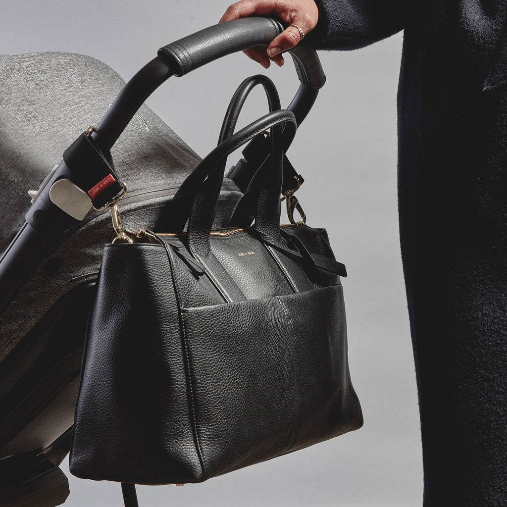 Jem + Bea Jemima Luiertas | Black Leather (Gold)