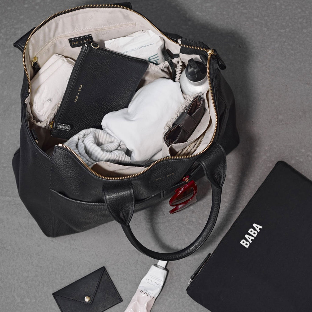 Jem + Bea Jemima Luiertas | Black Leather (Gold)
