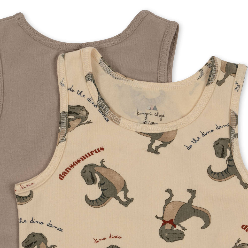 Konges Slojd Basic 2-Pack Tank Tops | Dansosaurus / Stone *