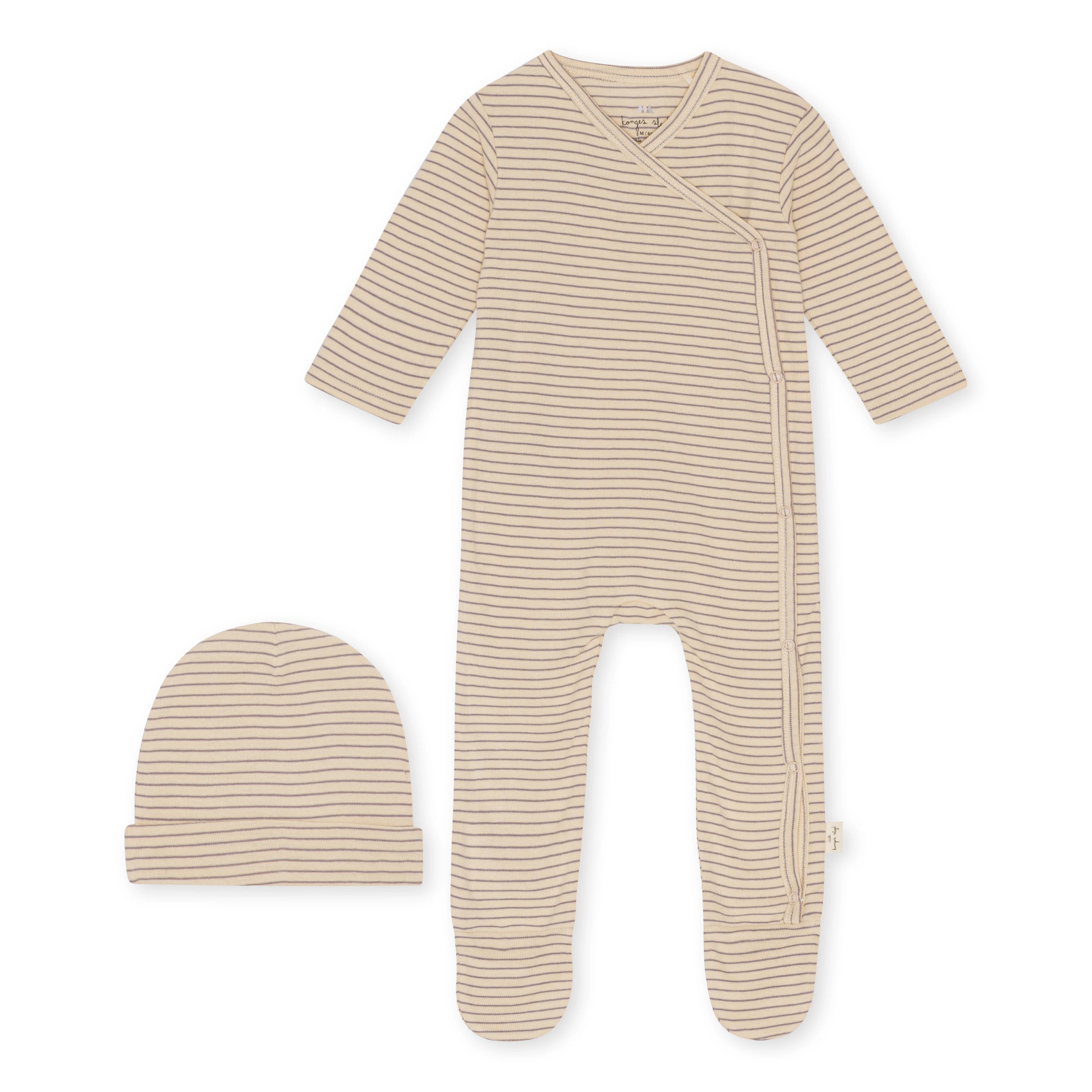 ZZZ Konges Sløjd Dio Onesie Met Babymutsje | Silver Stripe