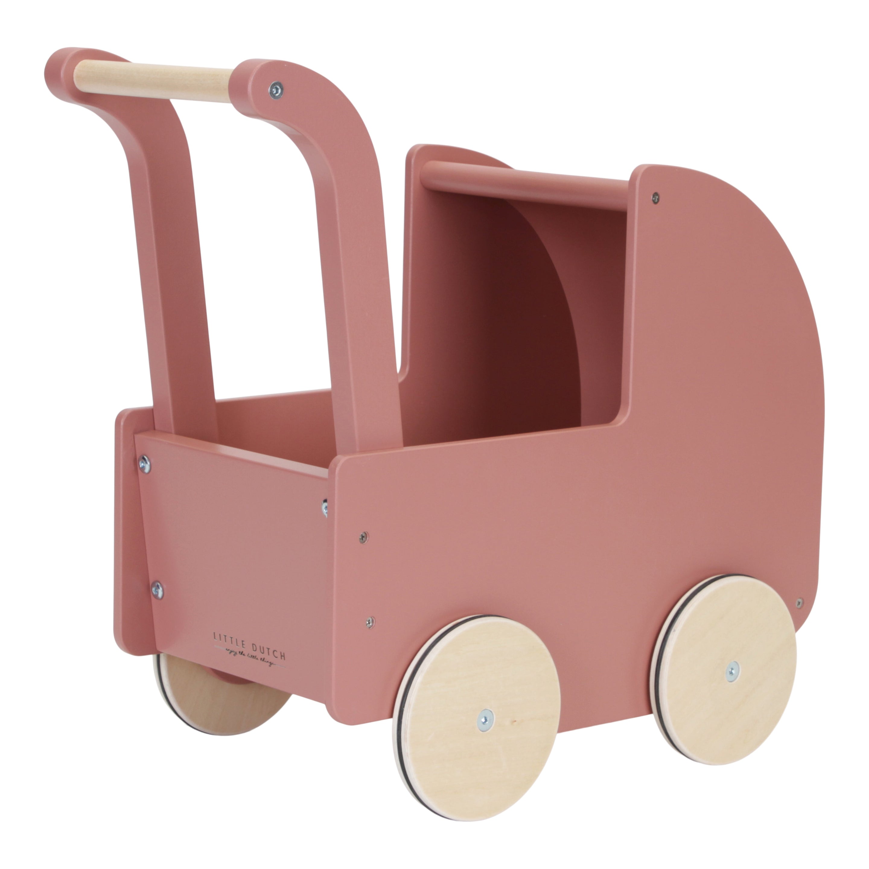 * Little Dutch Poppenwagen Met Bedset Hout Roze