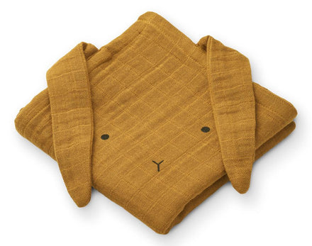 Liewood Hannah set 2 hydrofiele doeken 70x70cm | Rabbit Golden Caramel