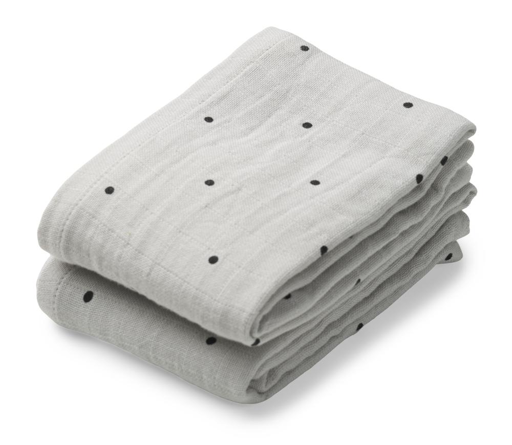 ZZZ Liewood Lewis set 2 hydrofiele doeken 70x70cm | Classic Dot Dumbo Grey