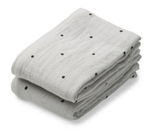 ZZZ Liewood Lewis set 2 hydrofiele doeken 70x70cm | Classic Dot Dumbo Grey