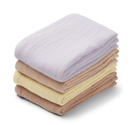 Liewood Leon set 4 hydrofiele doeken 60x60cm | Light Lavender Multi Mix
