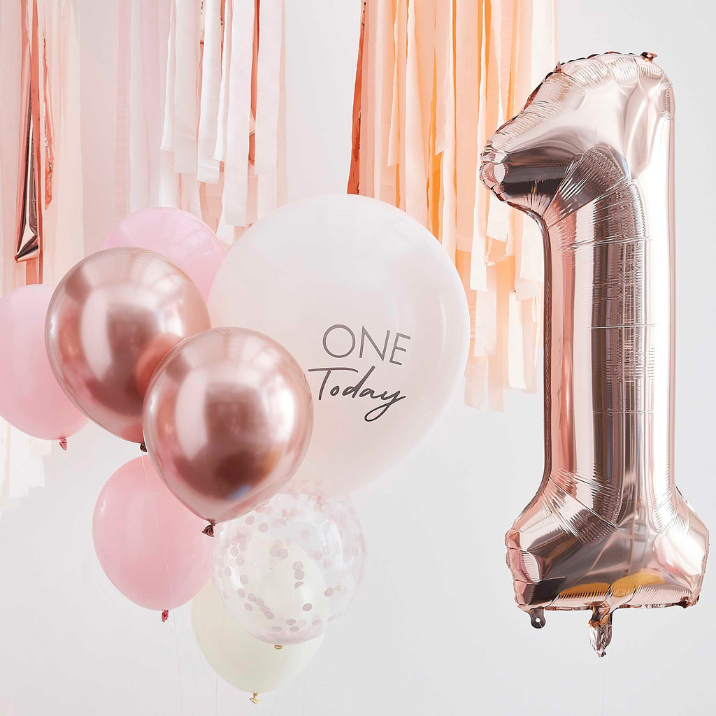 Ginger Ray Ballonnen Set Rosé | 1st Birthday