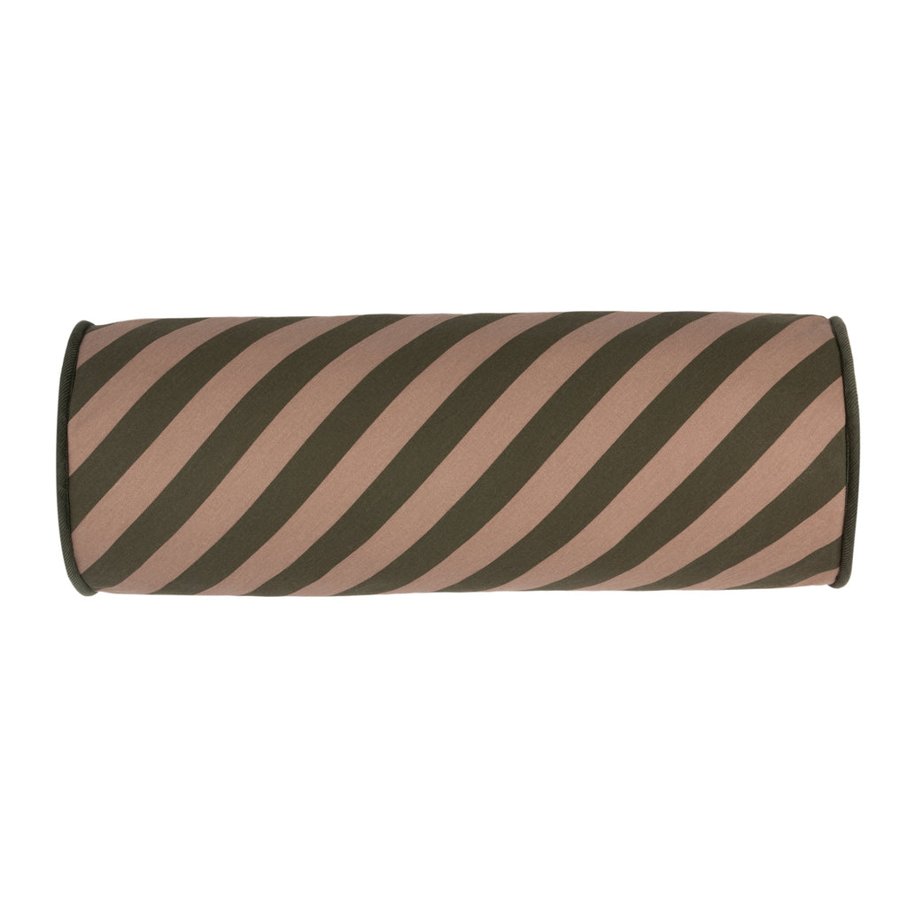 *  Nobodinoz Cylinder Kussen 50x18cm Green Taupe Stripes