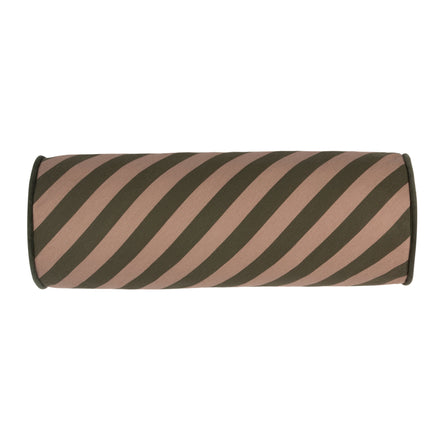 *  Nobodinoz Cylinder Kussen 50x18cm Green Taupe Stripes