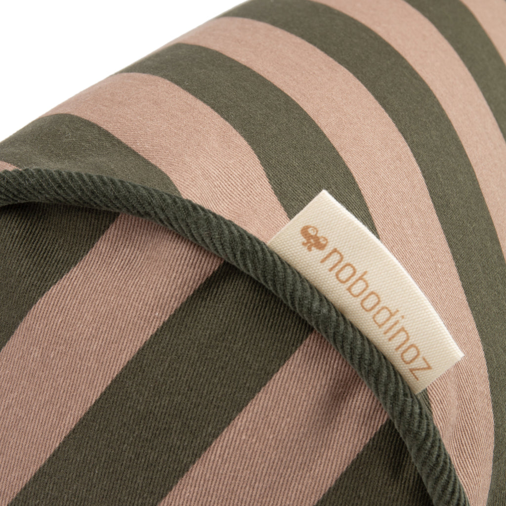 *  Nobodinoz Cylinder Kussen 50x18cm Green Taupe Stripes