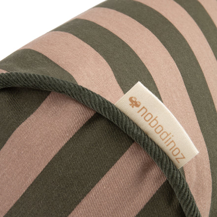 *  Nobodinoz Cylinder Kussen 50x18cm Green Taupe Stripes