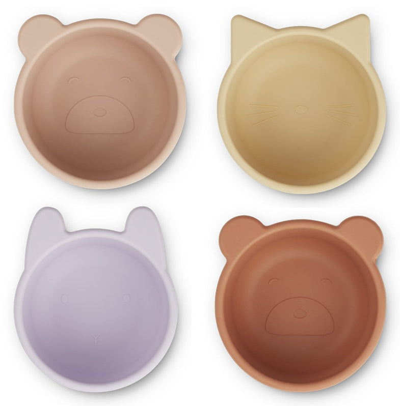 Liewood Malene Silicone Bowls 4pack | Light Lavender Multi Mix