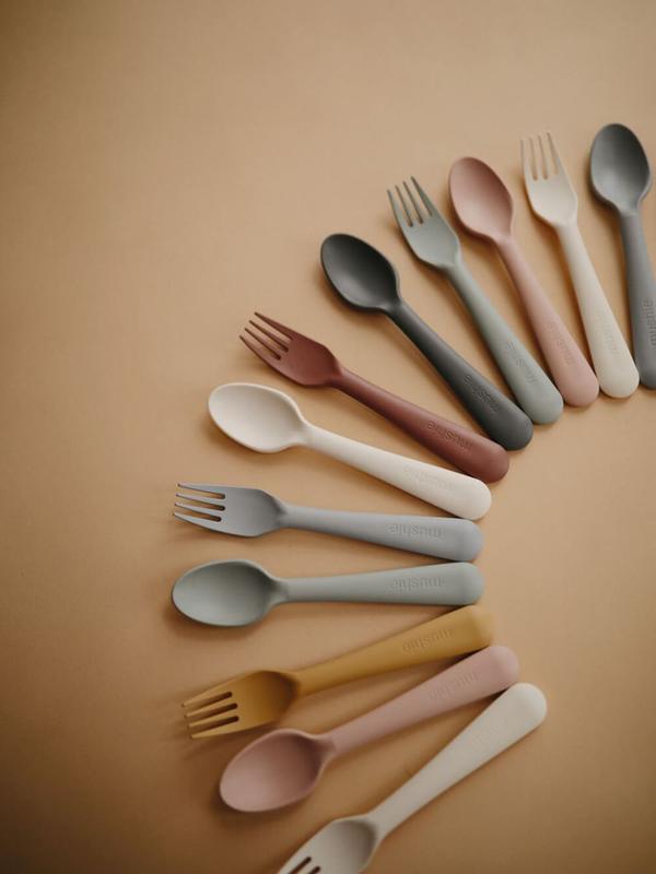 Mushie Bestek Fork Spoon | Mustard