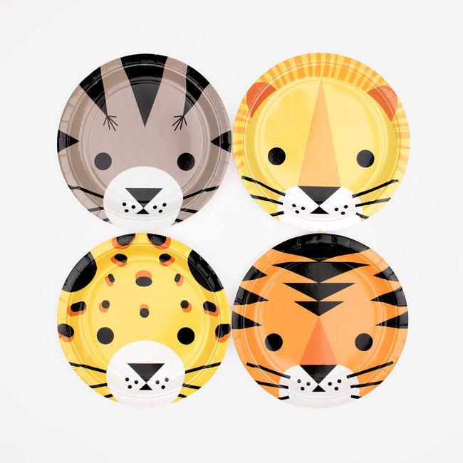 Set 8 kartonnen bordjes Wild Animals