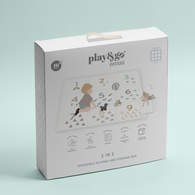 Play And Go EEVAA 2-In-1 Speeltapijt Puzzelmat & Opbergbox | Numbers / Dots