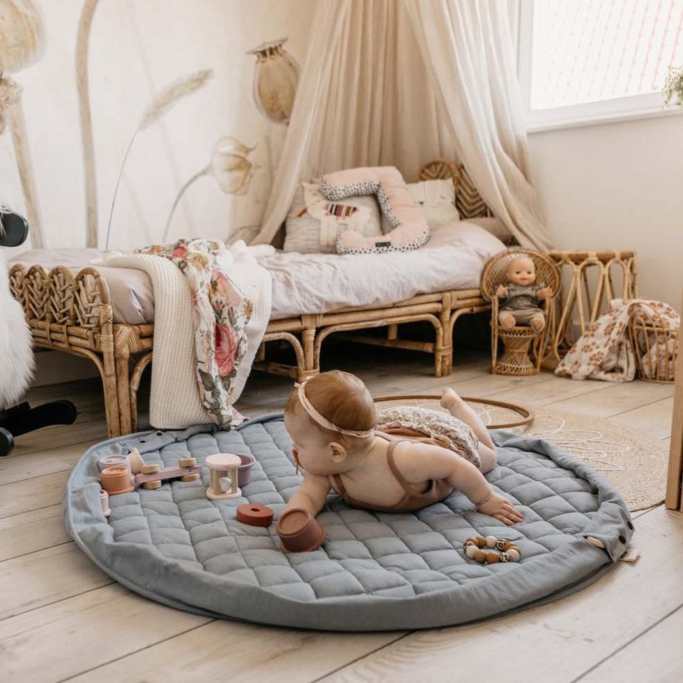 Play And Go Opbergzak Speelmat Organic | Dusty Blue