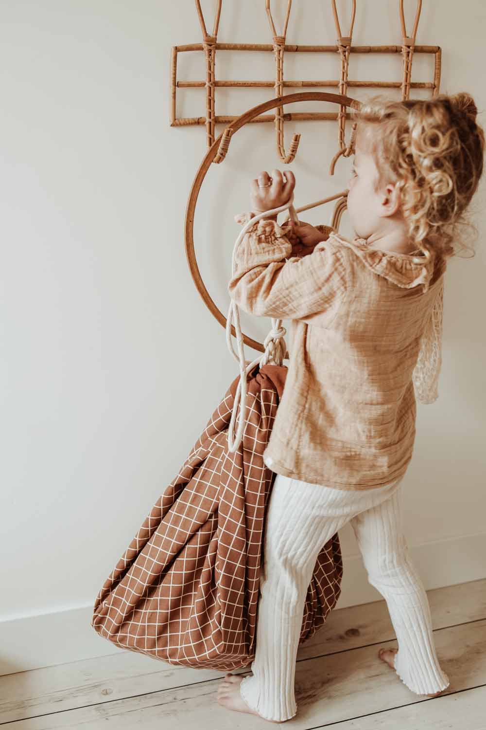 Play and go Opbergzak Organic | speelmat Grid Brown