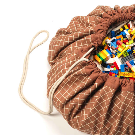Play and go Opbergzak Organic | speelmat Grid Brown