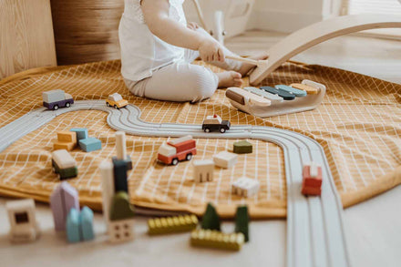 Play and go Opbergzak Organic | speelmat Grid Mustard