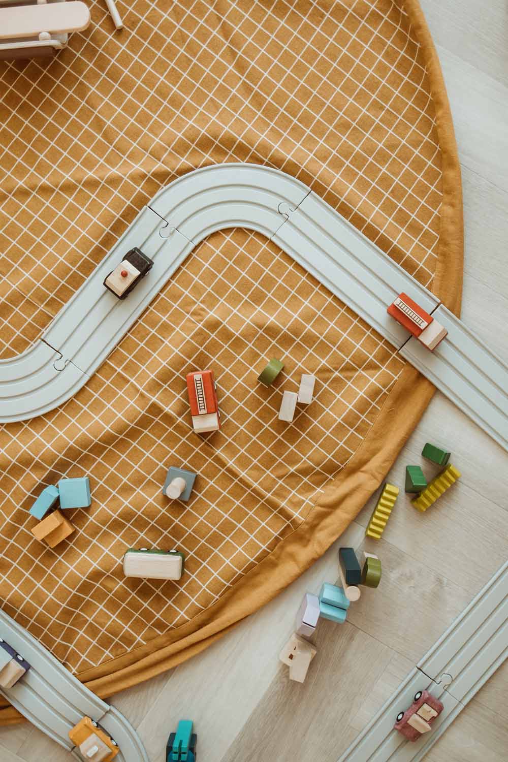 Play and go Opbergzak Organic | speelmat Grid Mustard
