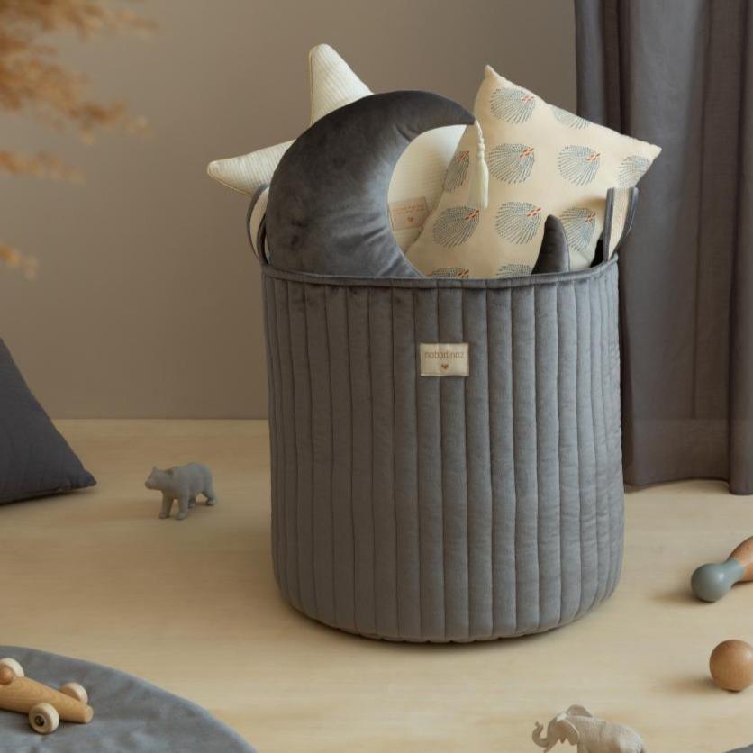 *  Nobodinoz Opbergmand Savanna Velvet I Slate Grey