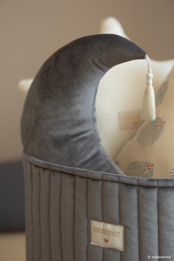 *  Nobodinoz Opbergmand Savanna Velvet I Slate Grey