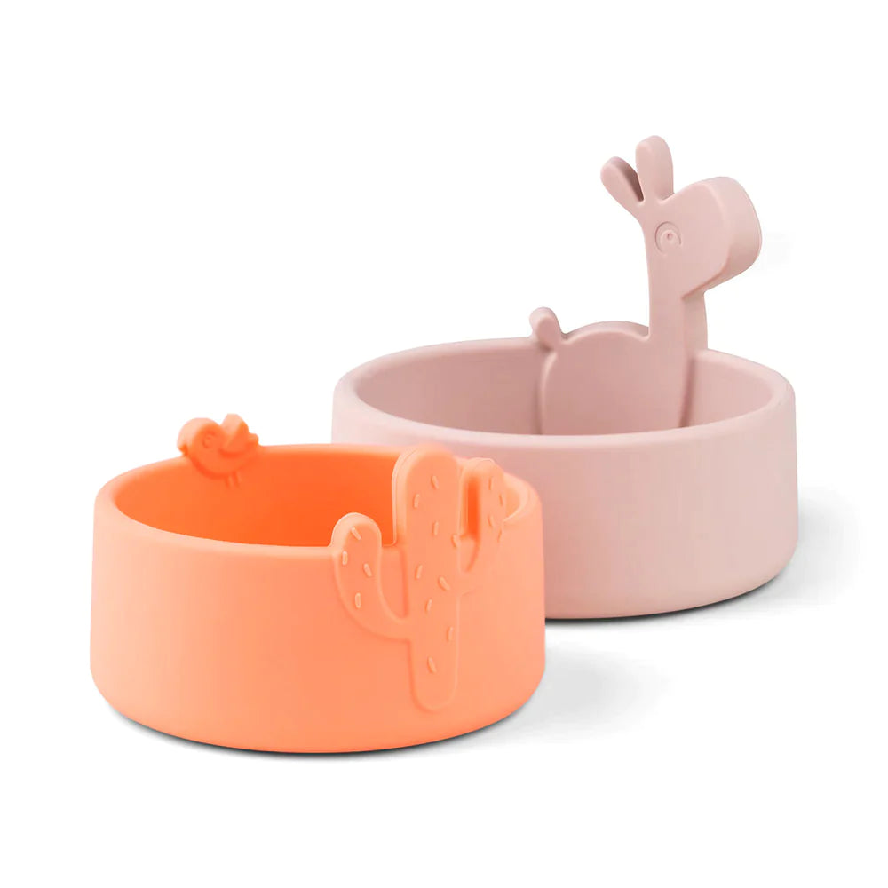 Done By Deer Silicone Bowl Set 2 | Lalee Powder / Coral