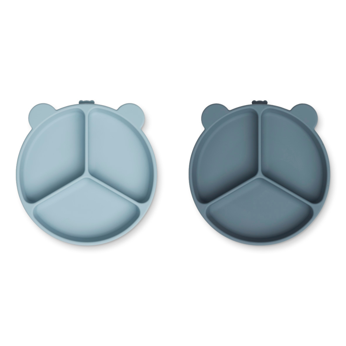 Liewood Stacy Divider Suction Plate 2-Pack | Sea Blue / Whale Blue Mix