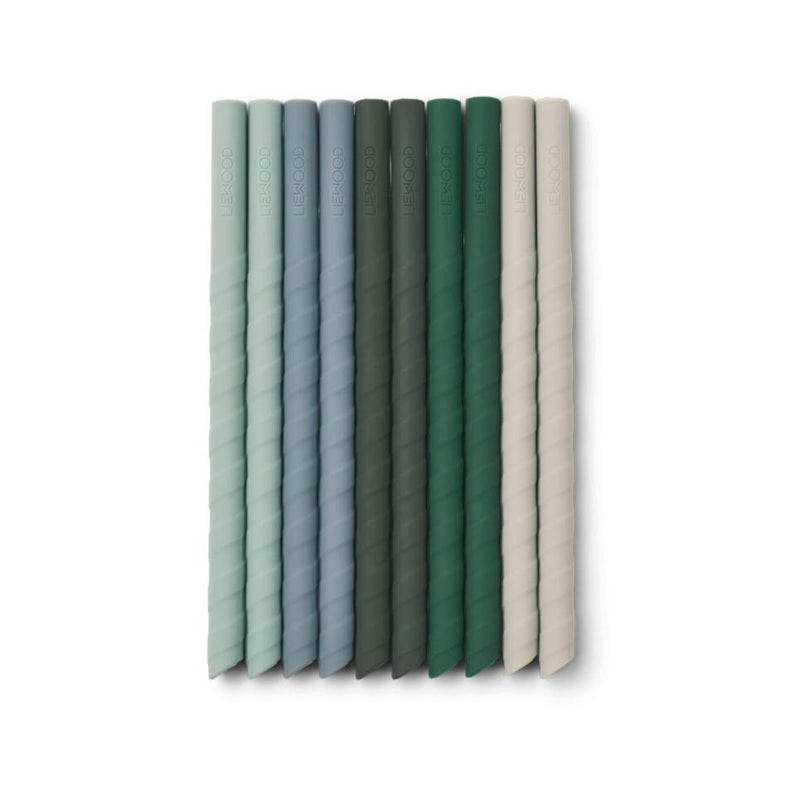 Liewood Timoti Siliconen Rietjes 10-Pack | Green Multi Mix