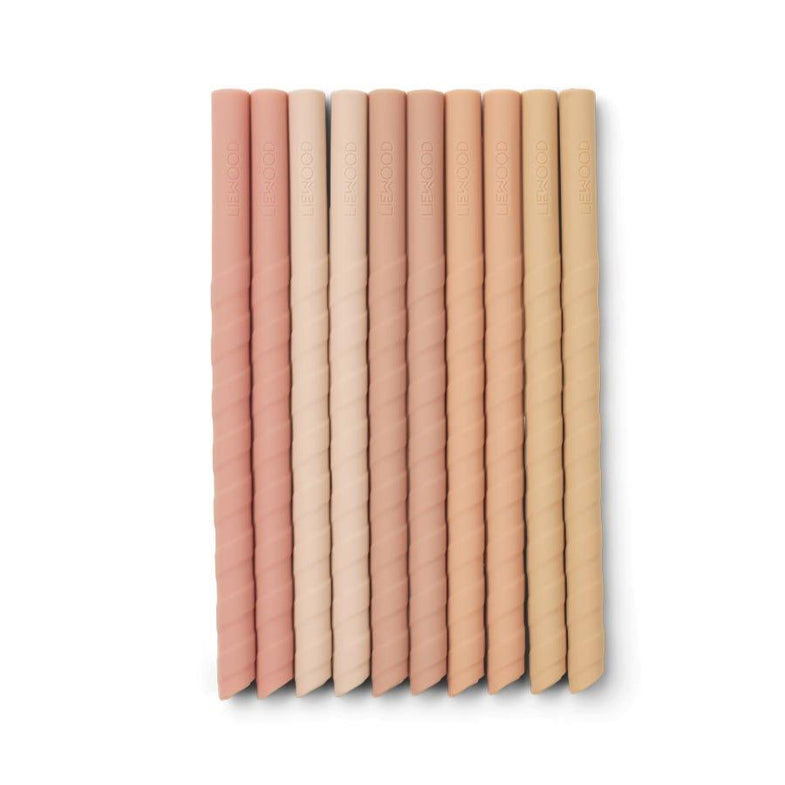 Liewood Timoti Siliconen Rietjes 10-Pack | Dark Rose Multi Mix
