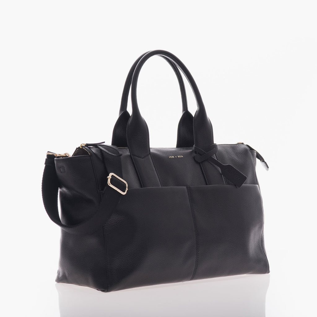 Jem + Bea Jemima Luiertas | Black Leather (Gold)
