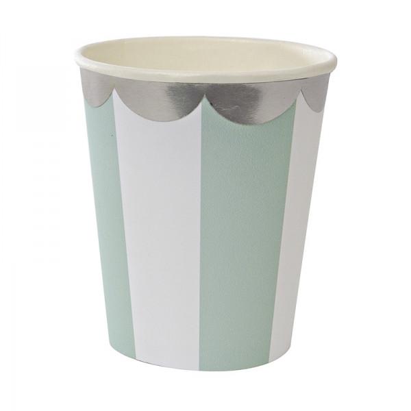 Meri Meri set 8 kartonnen bekers stripes Mint - DE GELE FLAMINGO - 1
