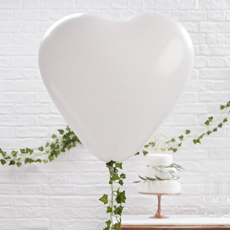 Set 3 XL witte hart ballonnen - DE GELE FLAMINGO - Kids concept store 