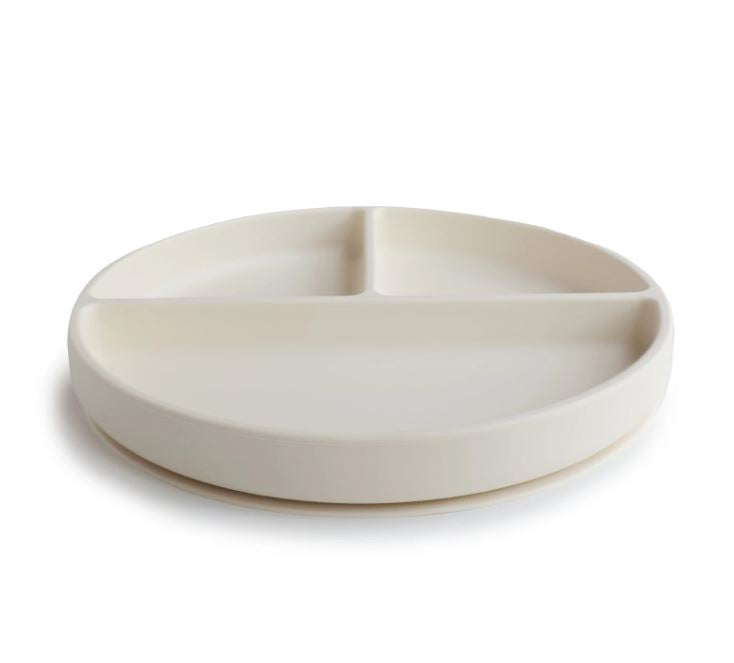 Mushie Silicone Bord Rond Met Zuignap | Ivory