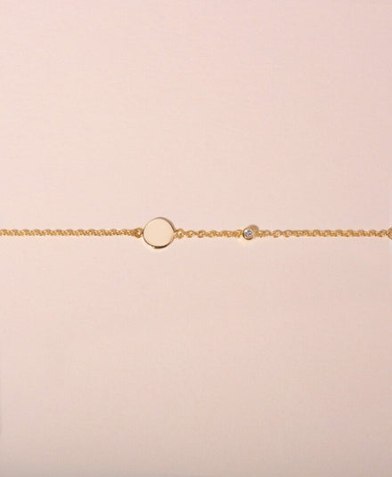 Galore Gepersonaliseerde Armband Circle & Diamond | Gold Women