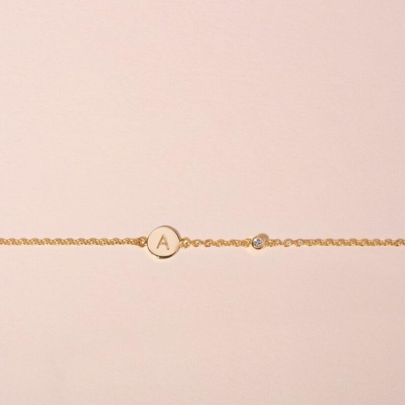 Galore Gepersonaliseerde Armband Circle & Diamond | Gold Baby